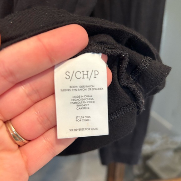 CAbi Style 3325 Fickle Cross Faux Wrap Top Black Blouse Woman Size Small - Picture 4 of 8